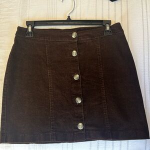 Brown Button-Front Skirt